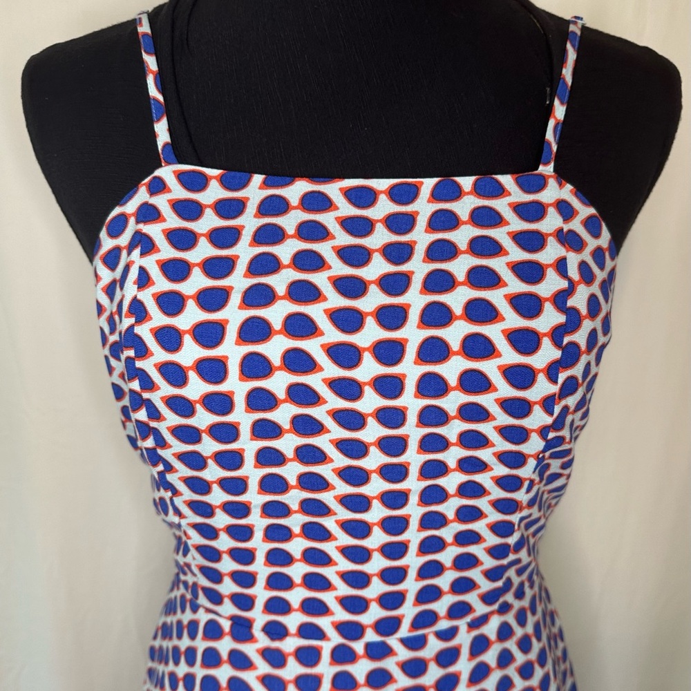 MOLLY BRACKEN Womens Sunglasses Motif Dress - Sz M Sleeveless Blue Orange #652 - Picture 3 of 9
